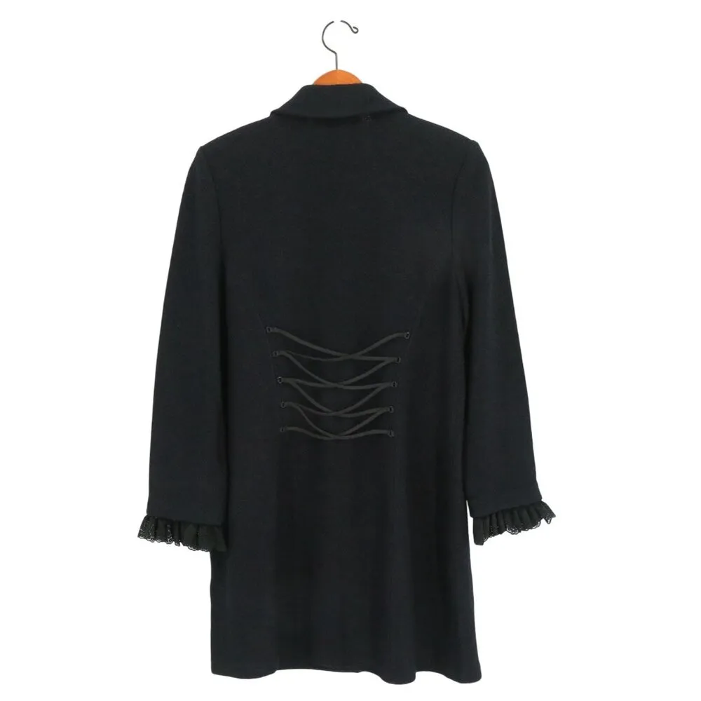 St. John Lace Trim Lace-down Back Long Buttoned Santana Knit Jacket 12 - Image 6