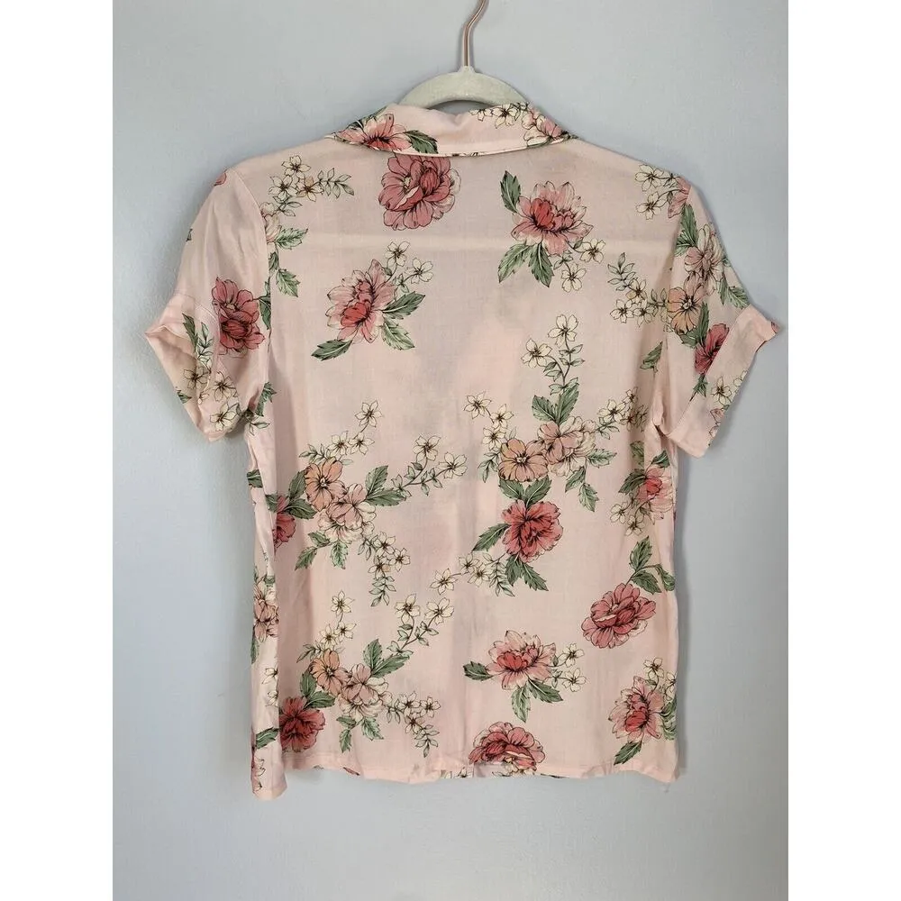 Yumi Kim Beauty Rest Floral Pajama Top Shirt Deep Love Hazel Pink XS EUC Button - Image 7