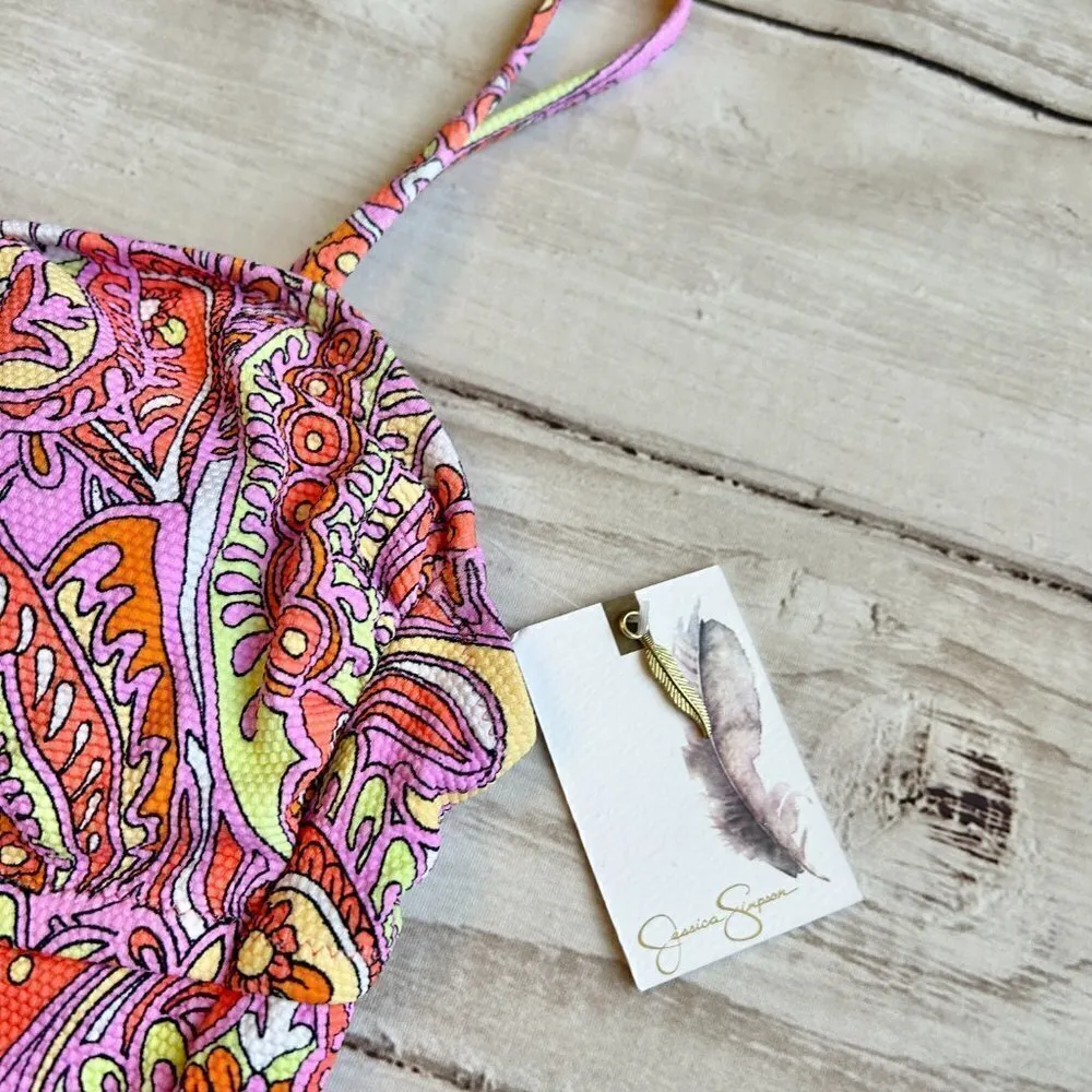 Jessica Simpson Flower Child O-Ring Cutout One-Piece Swimsuit Size M NWT - Image 4