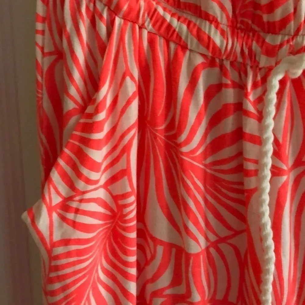 GAP Strapless Neon Pink Leaf Pattern Maxi Dress Size XS - Image 4