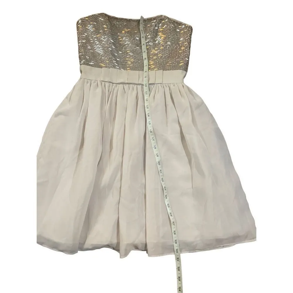 Ted Baker London cream & silver sequin evening dress prom cocktail sz 2 - Image 7