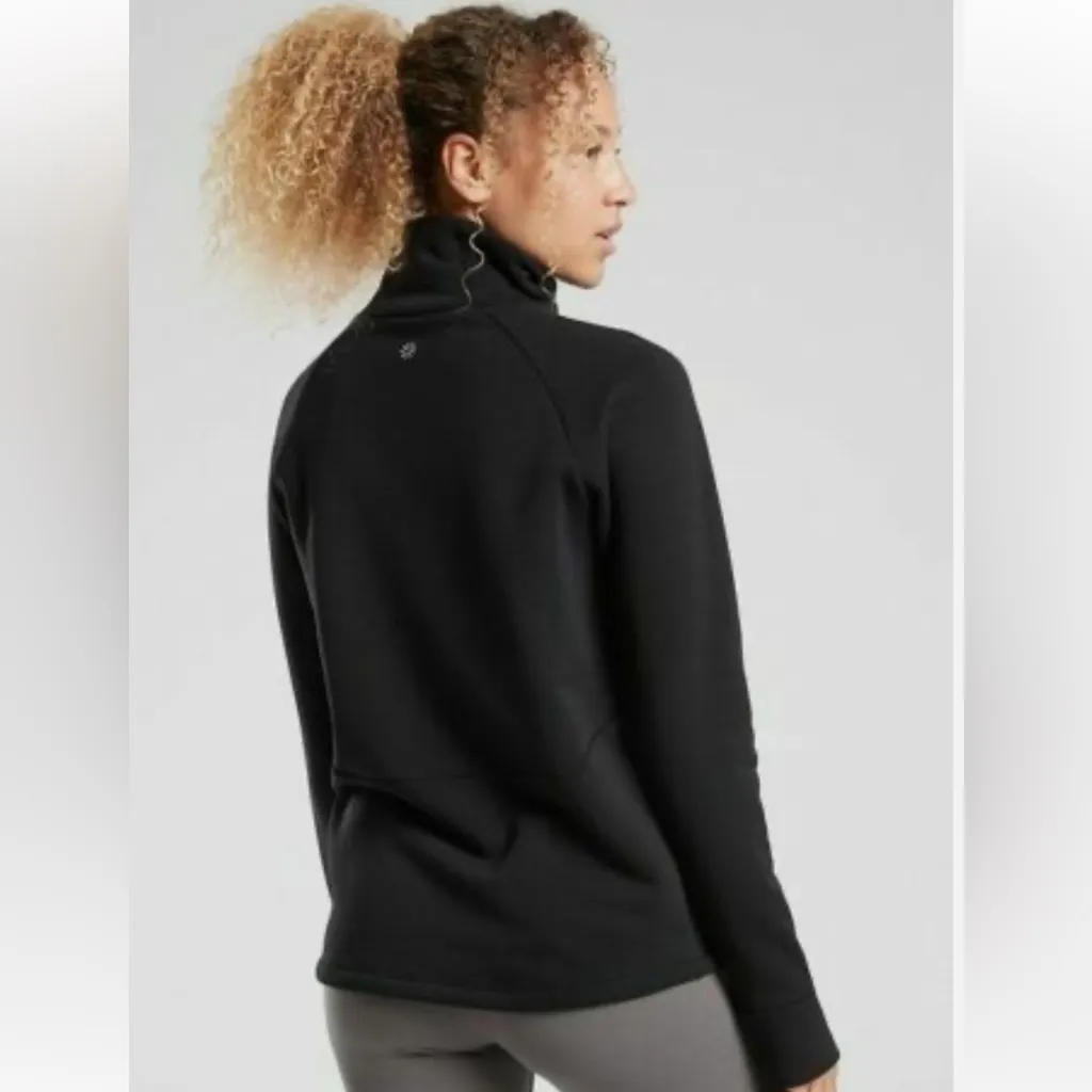 Athleta Polartech Funnel Neck fleece pullover jacket XS Black Workout - Image 3