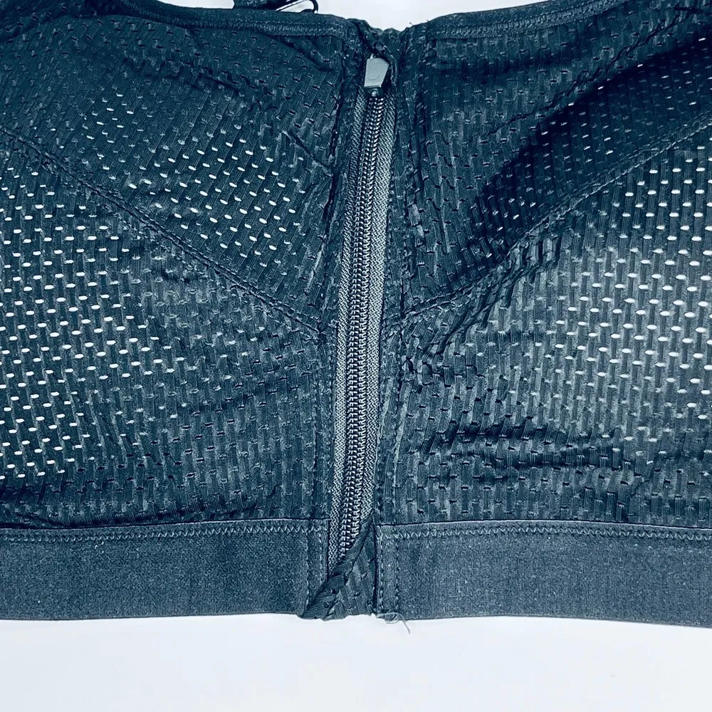 Woweny Zip Front Black Racerback Sports Bra New XXL Size XL - Image 3