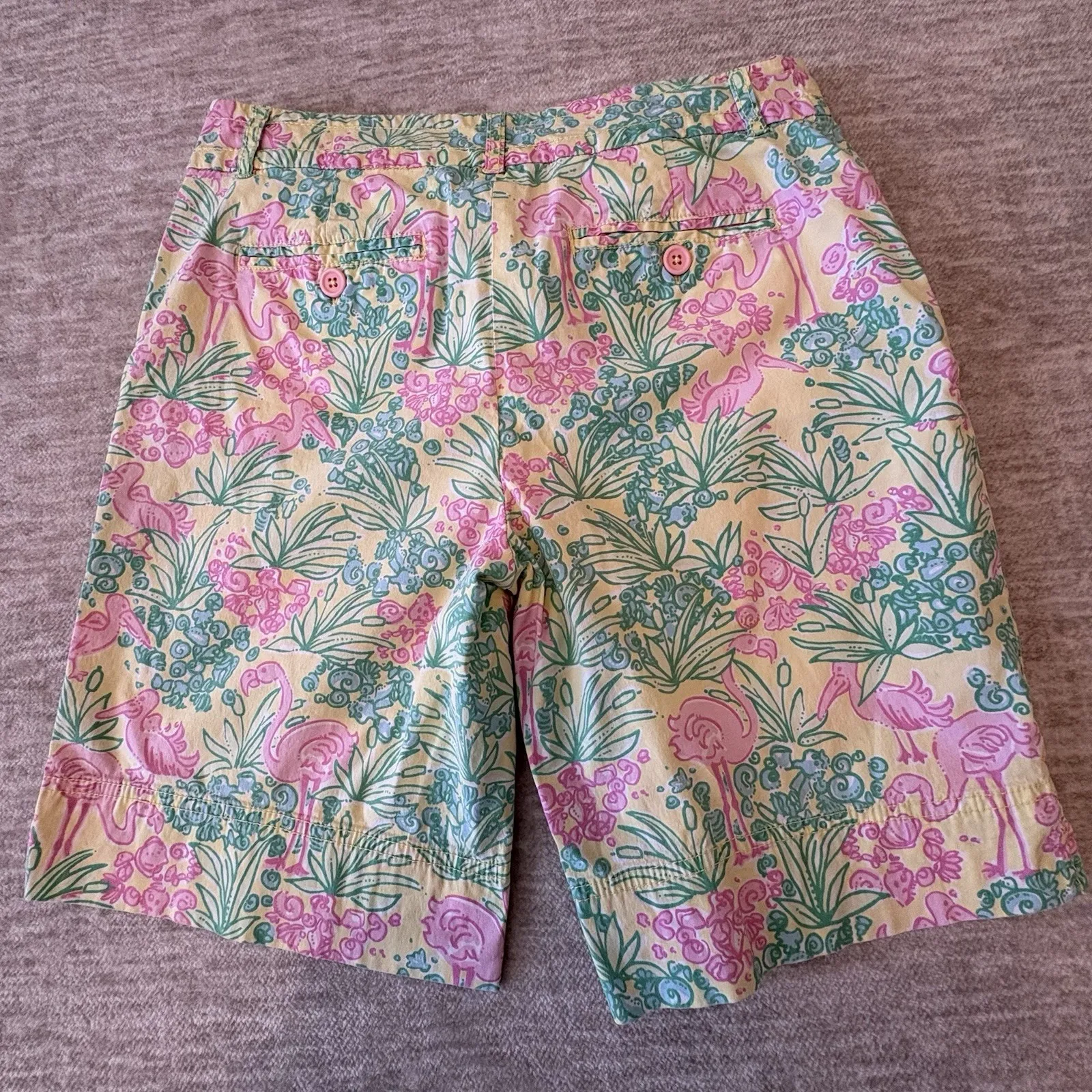 Lilly Pulitzer Palm Beach Fit  Shorts‎ Sz 4 Pink Green Floral Flamingo Stretch - Image 9