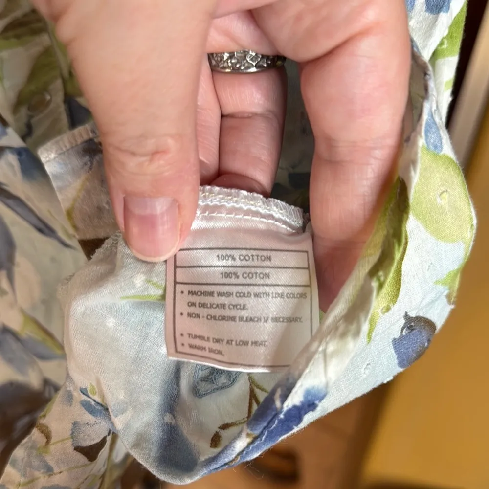 Ariat Blue & Green Casual Floral Pearl Snap Blouse 100% Cotton Size Large - Image 3