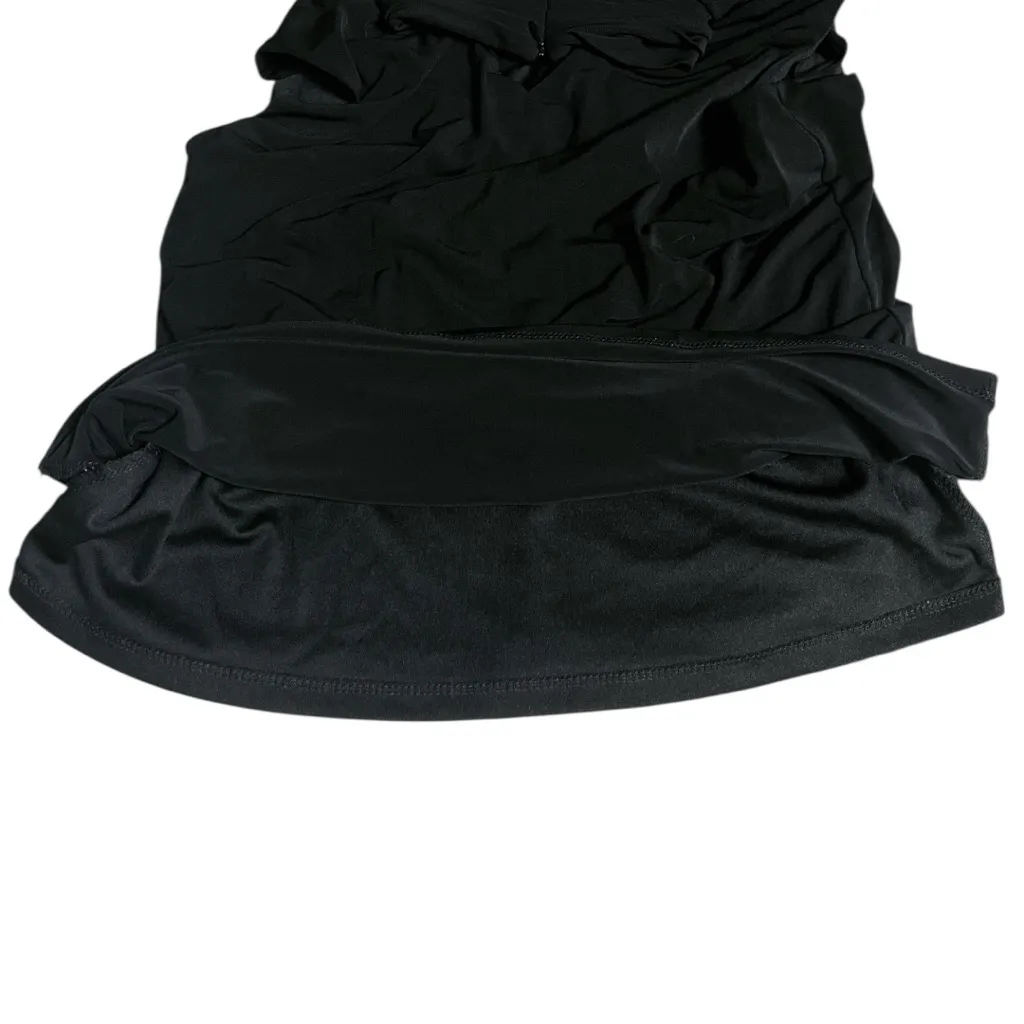 Carmen Marc Valvo Sleeveless Black Mock Neck Blouse - Image 5