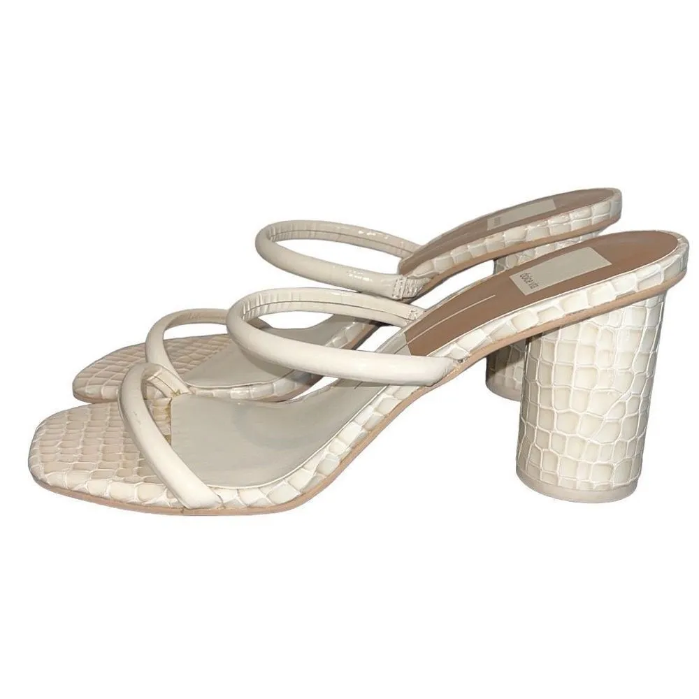 Dolce Vita‎ Noles Croc Double Strap High Heels Block Heel Slip On Ivory Size 9 - Image 4