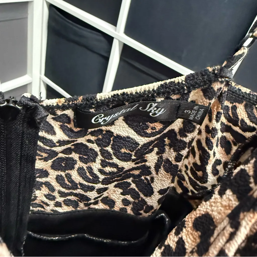 Crystal Sky Juniors Strappy Leopard Print Jumpsuit Brown Size XS - Image 4