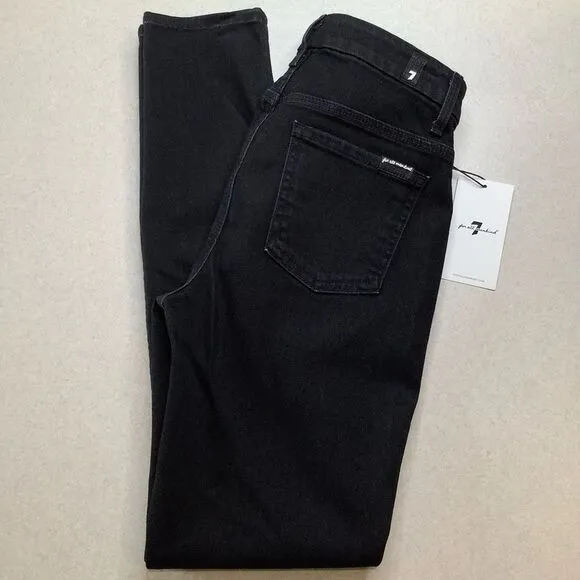 7 For All Mankind Jeans 25 High Waist Skinny Rhinestone Pocket‎ Rinsed Bl… - Image 4