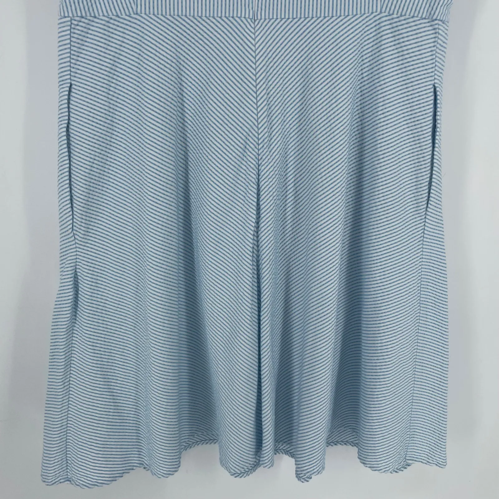Lands End Seersucker Striped Dress 16W Blue White Sleeveless Fit Flare Pockets - Image 11