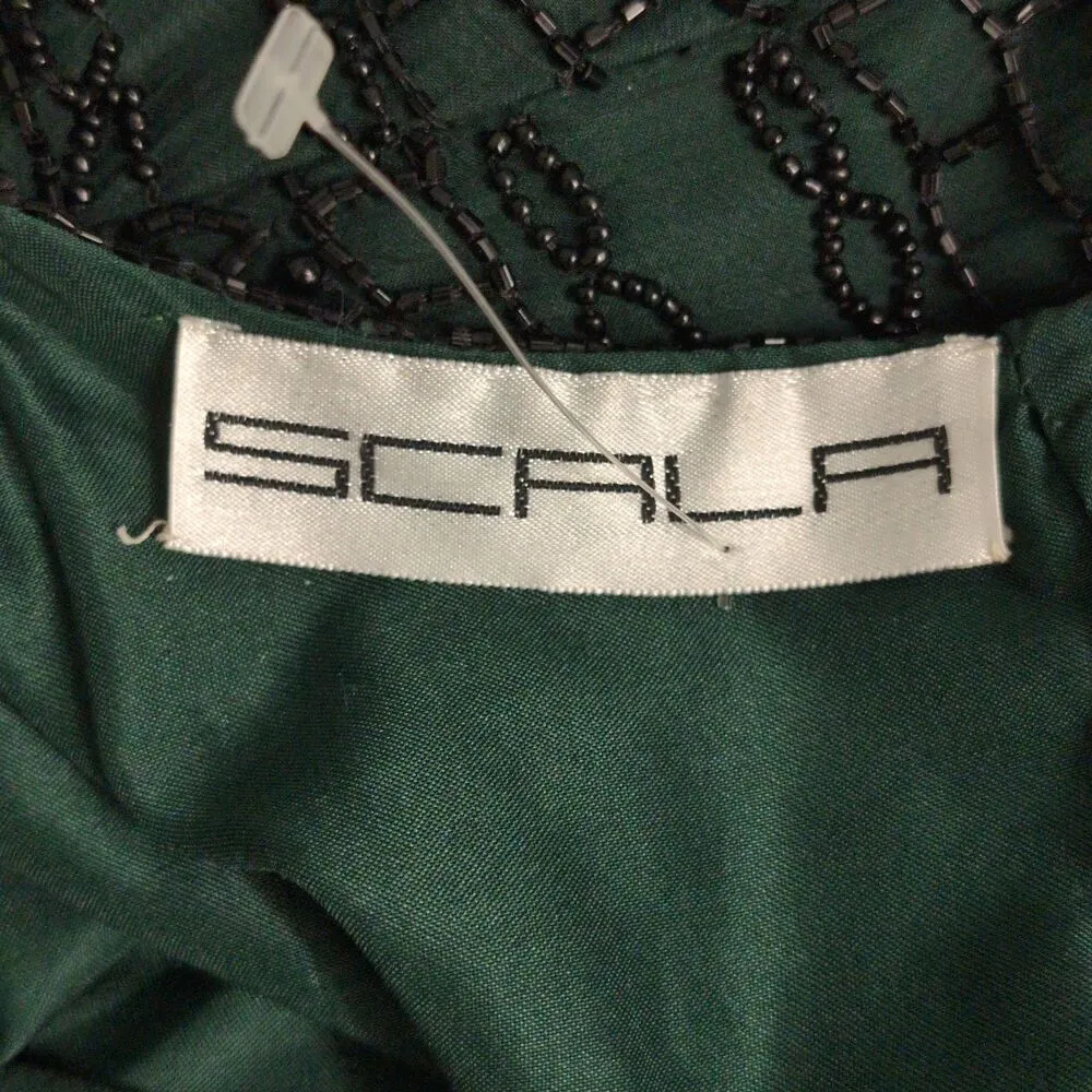 NWT Scala Green Sequins Beads Short Sleeve Shift Dress Deadstock Size M FLAW - Image 8