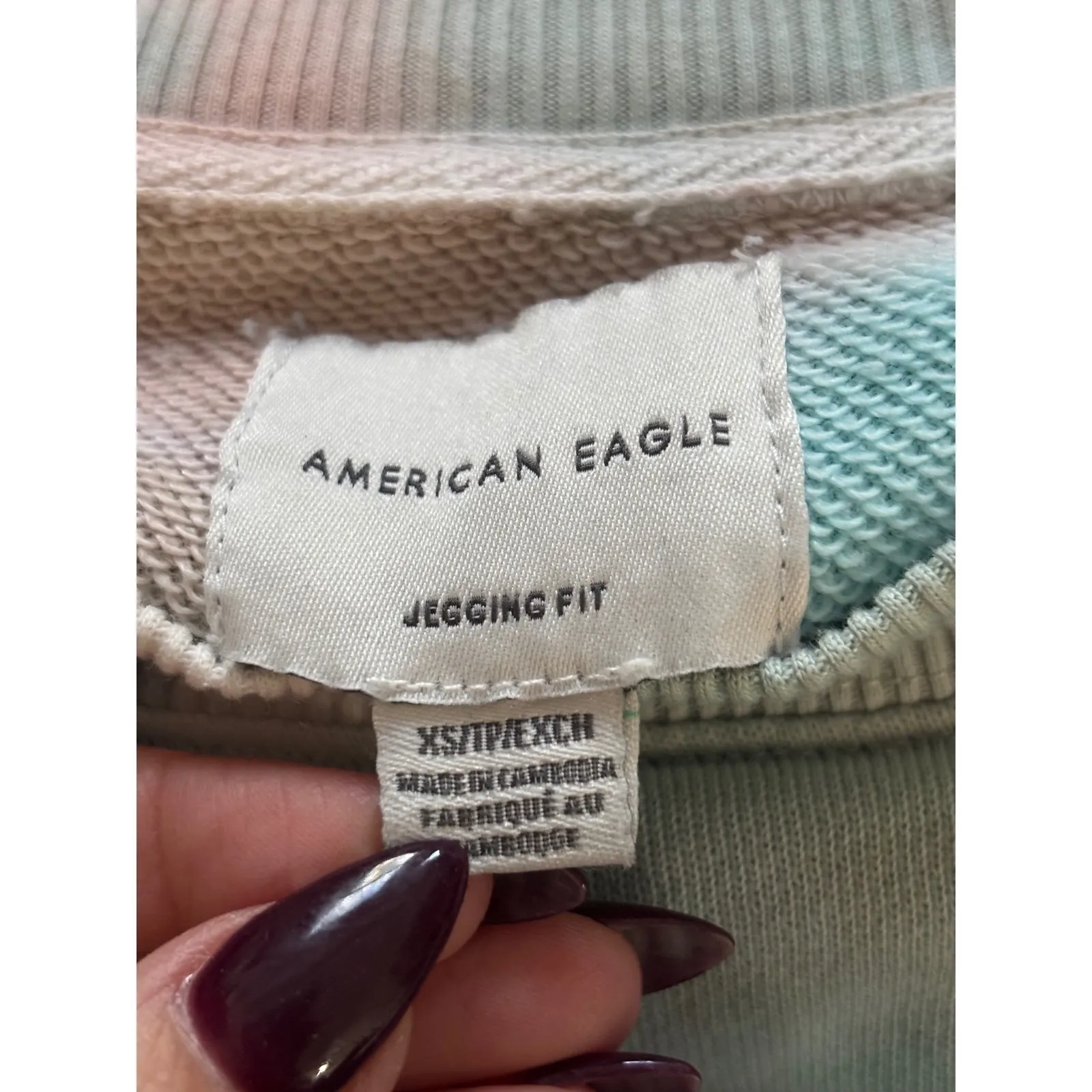 American Eagle Tie Dye Oversized Fleece Crew Neck Sweatshirt - Image 5