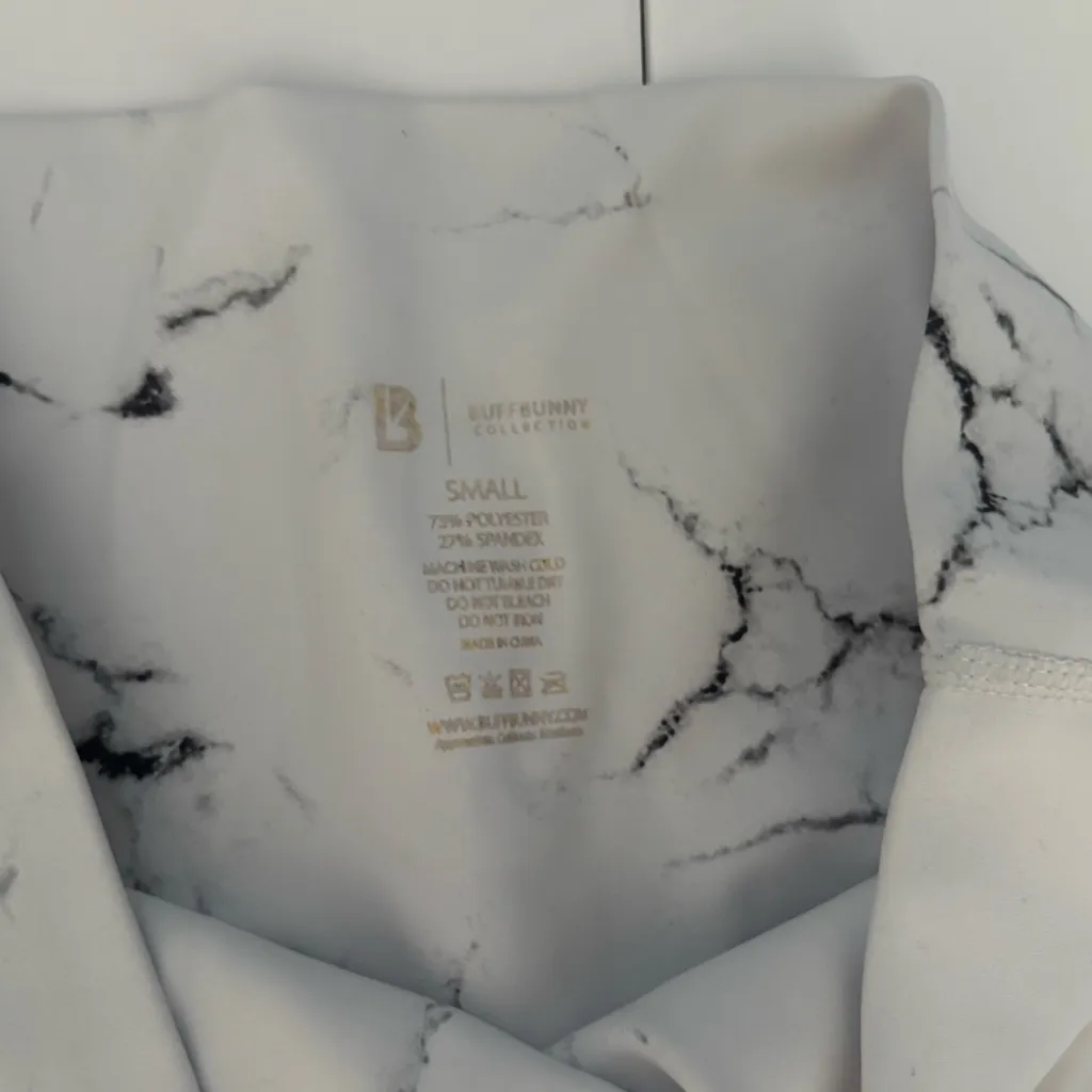 Buffbunny Collection Limitless Leggings –White Marble Print • Activewear • Small - Image 3