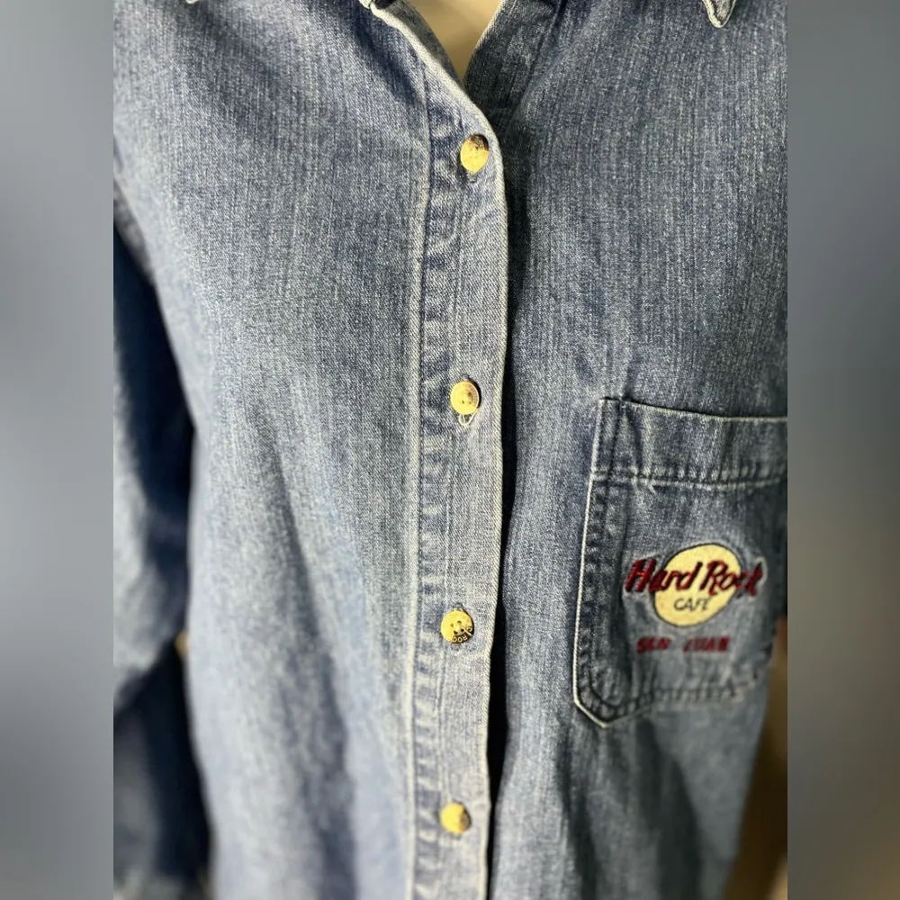 Hard Rock Cafe Denim Button Up from San Juan - Image 3