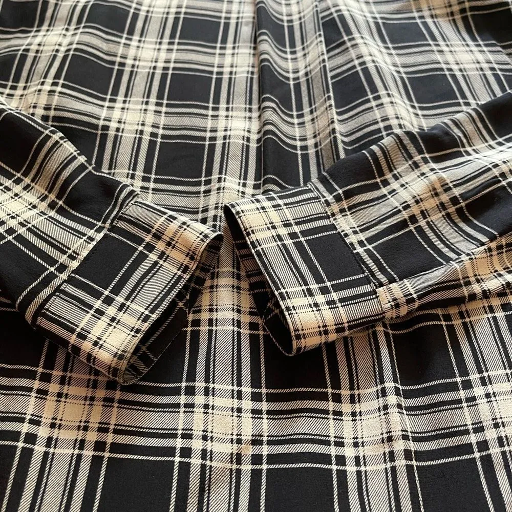 The Kooples Plaid Silk Button Down Blouse - Image 9