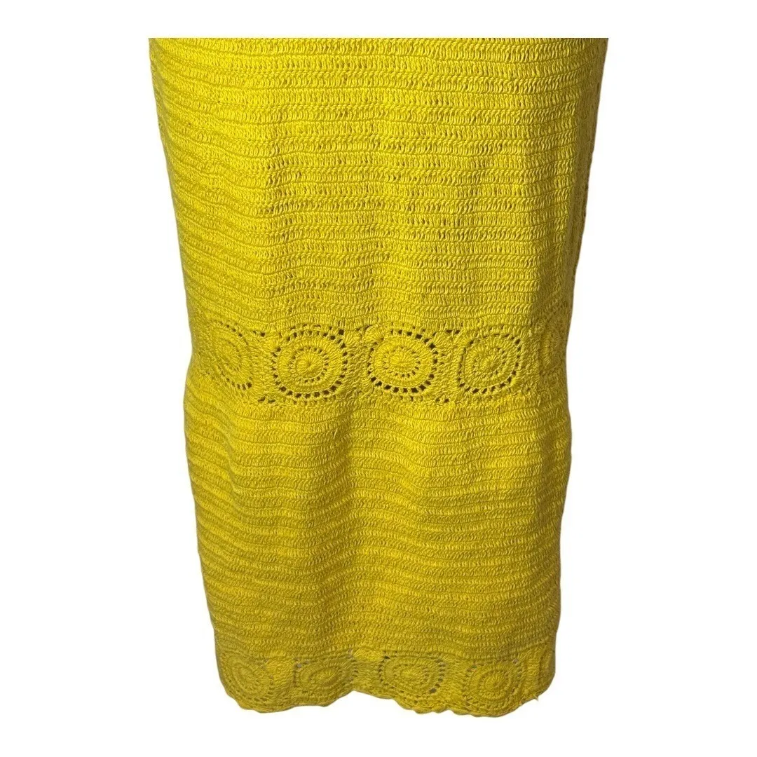 NBD Dress Women Medium Yellow Brandy Open Knit Crochet‎ Halter Neck Midi Retro - Image 10