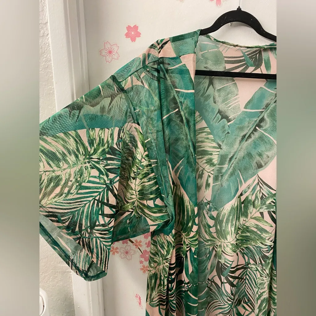 Source Unknown Green Leaf Pattern Swim Cover-Up - Image 4
