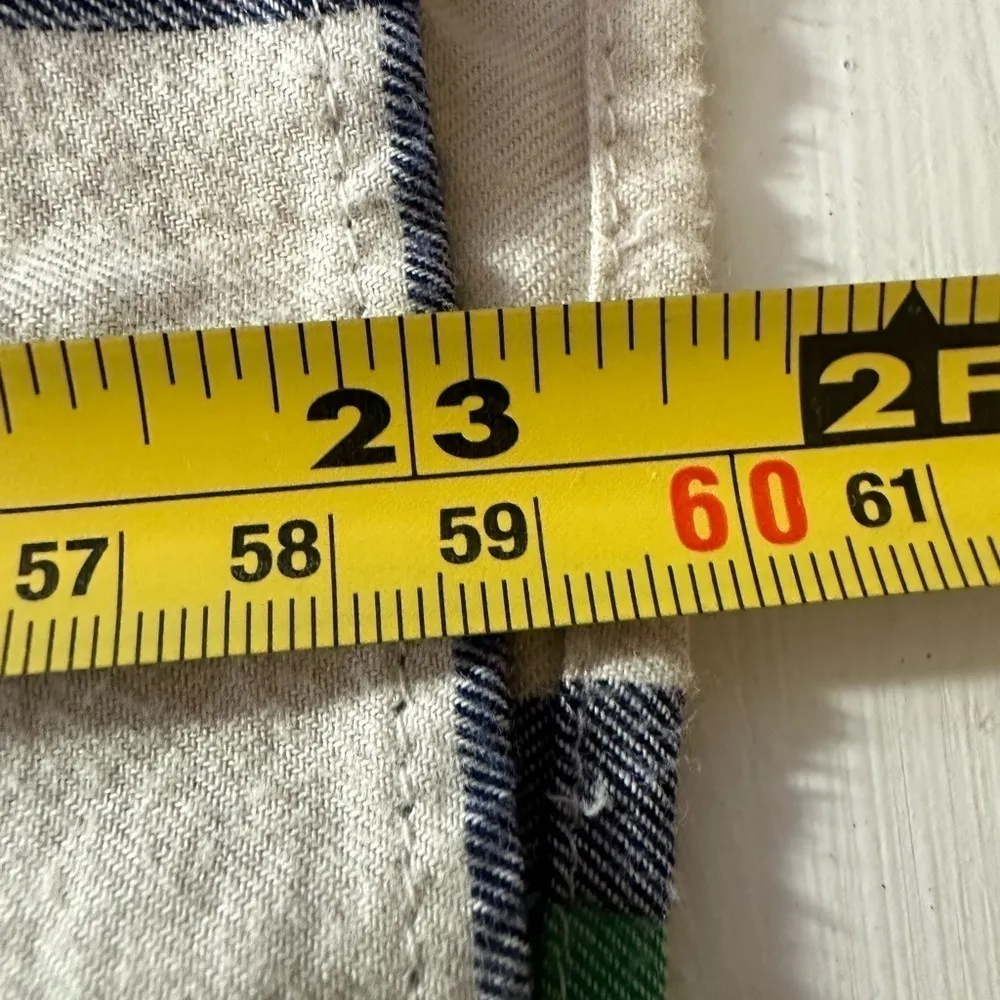 J Crew Shirt Womens S 4 Flannel Flared Sleeve Plaid Peasant Blouse Green Pink - Image 8