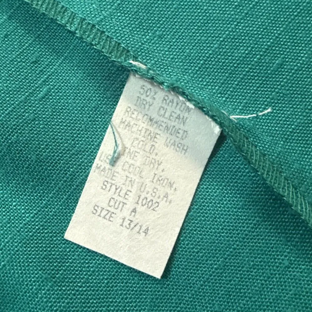 Vintage 80s First Focus Women 13/14 Green Short Sleeve Dress New Old Stock Tags Size undefined - Image 12