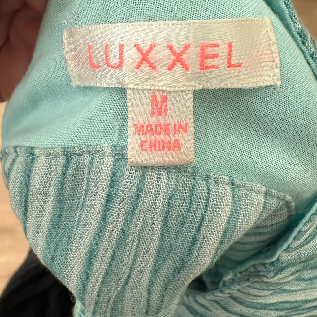 Luxxel Aqua Blue Pleated Wide Leg Jumpsuit – Size M - Image 7