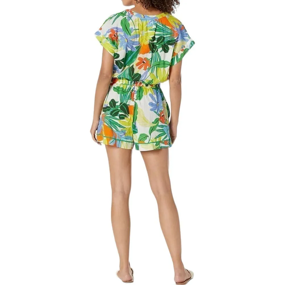 New Women’s Velvet by Graham & Spencer Pam Printed Cotton Cambric Dress Size XS Green - Image 5