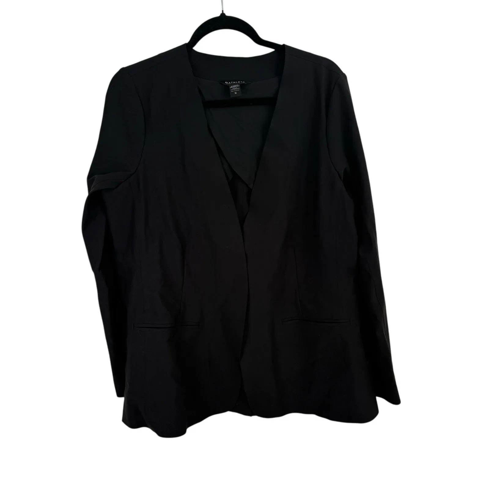 Athleta Avenue Blazer Black Career Office One Snap Pockets Commuter Womens 16 - Image 3