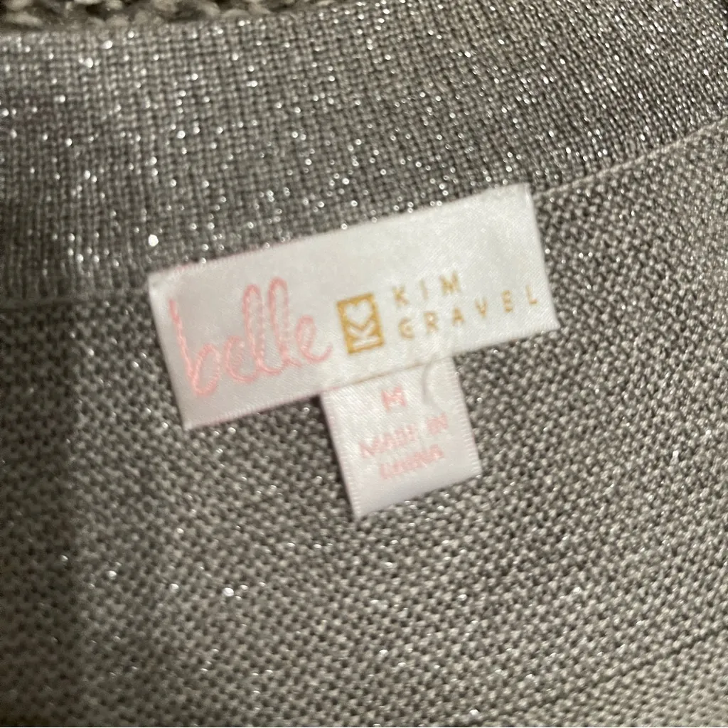 New Belle by Kim Gravel Gray Sparkly Long Sleeve Cardigan M Size M - Image 3
