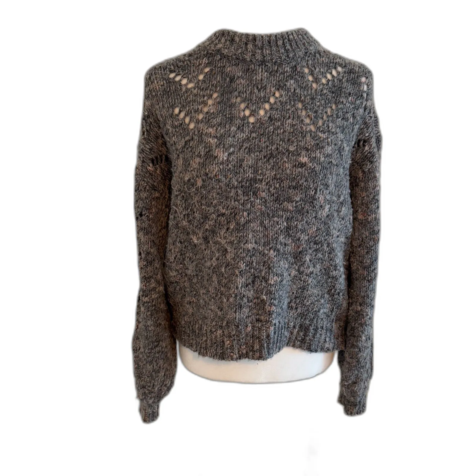 Madewell | Pointelle Bubble Sleeve Pullover Sweater Wool Blend Size Small - Image 10