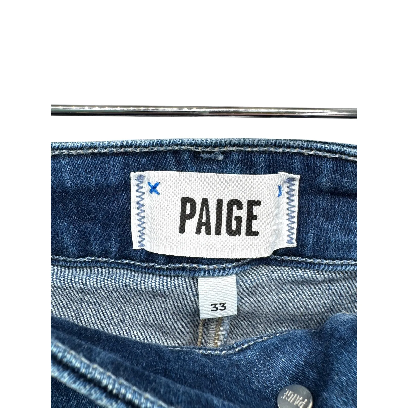 PAIGE Anessa Wide‎ Leg Cropped Jeans Sz 33 High Rise Medium Wash Denim Stretch - Image 3