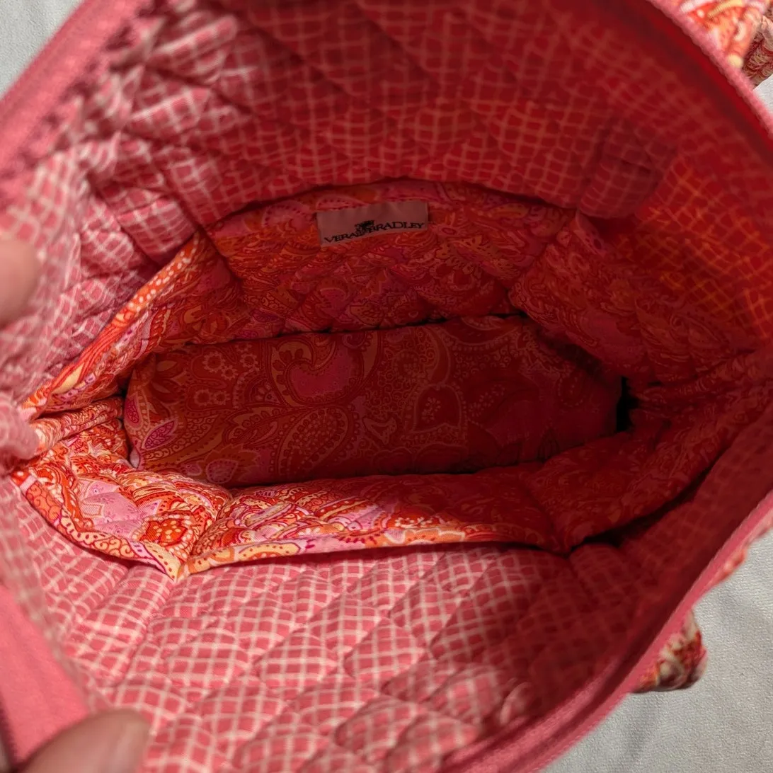 Vtg Y2K Vera Bradley Sherbet Paisley Pink Orange Scalloped Pocket Shoulder Bag - Image 5