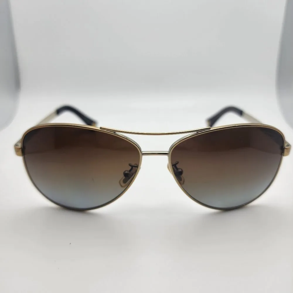 Coach Stefanie Gold & Brown Aviator Polarized Sunglasses - Image 6