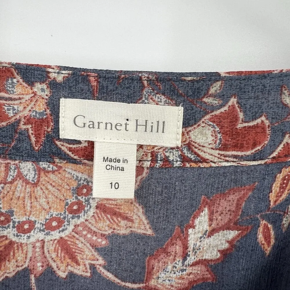 Garnet Hill Bishop‎ Sleeve Silk Dress with Slip Floral Boho 3/4 Sleeves Size 10 - Image 9