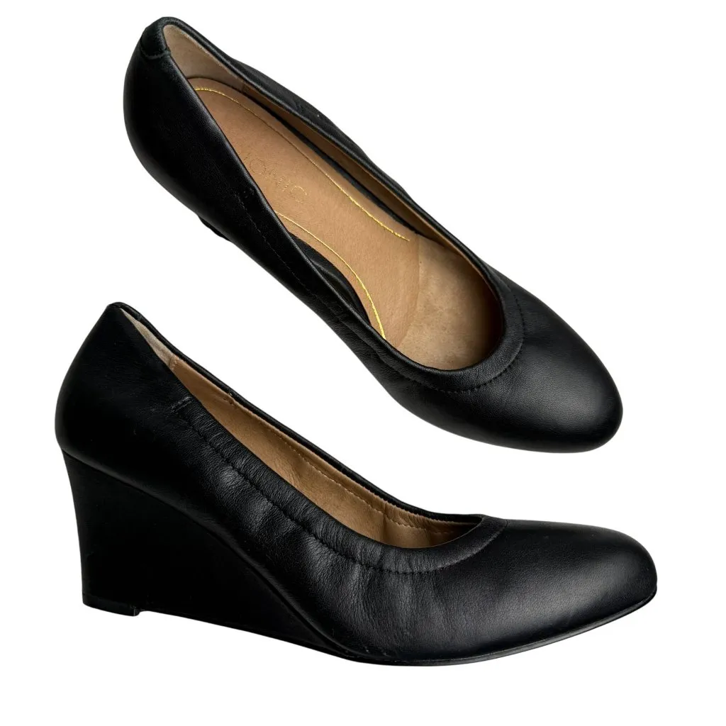 Vionic  Camden Leather Wedge Heels Black Size 7 - Image 4