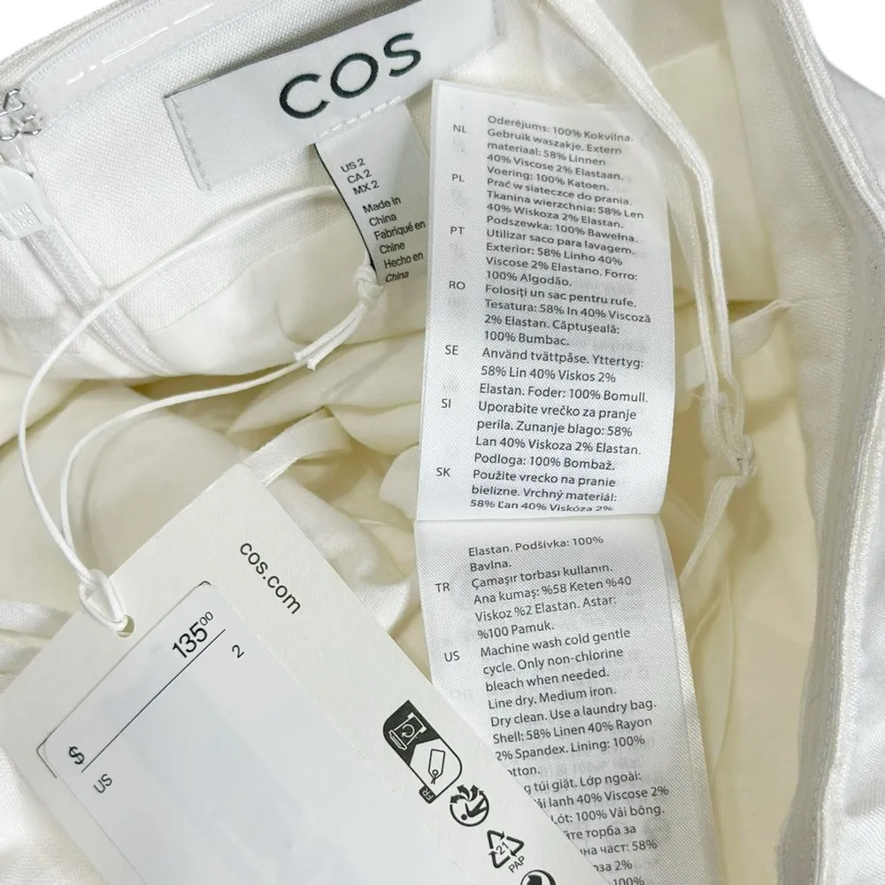 COS Linen-Blend Bustier Corset Mini Dress, White, 2 (US) - Image 8