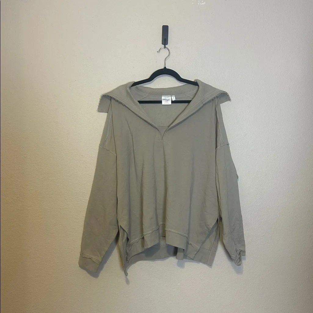 Torrid V-Neck Pullover Sweatshirt Size 3X in Plaza Taupe - Image 3