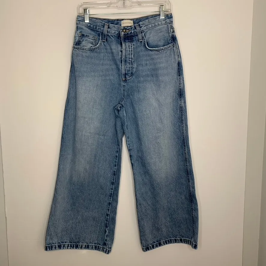 Favorite Daughter jeans: The Masha Super High Rise Wide Leg Crop in Dublin 27 Blue - Image 3