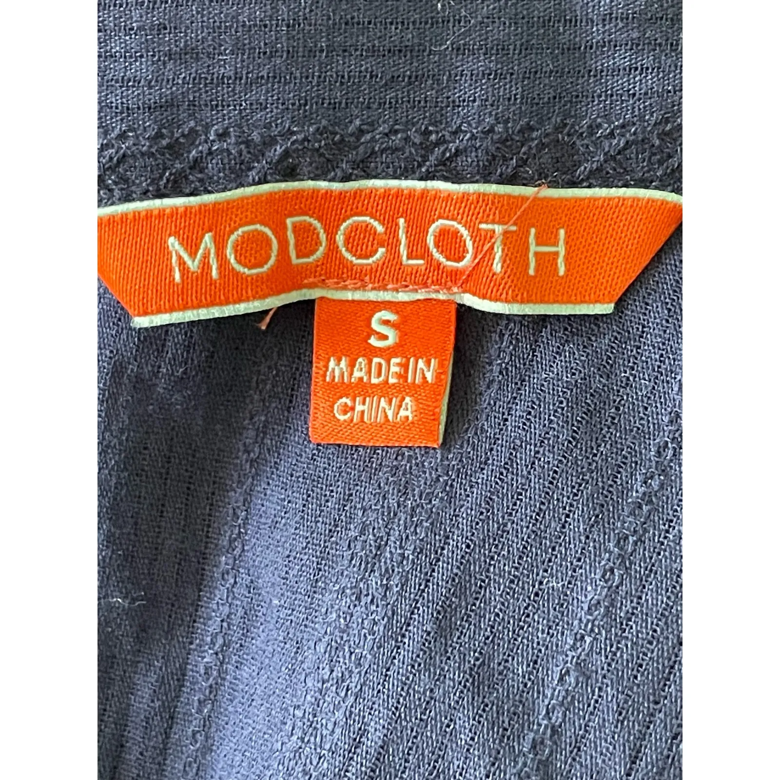 Modcloth Blue Mock Neck Long Sleeve Top Crochet Lace Detail Size Small - Image 7