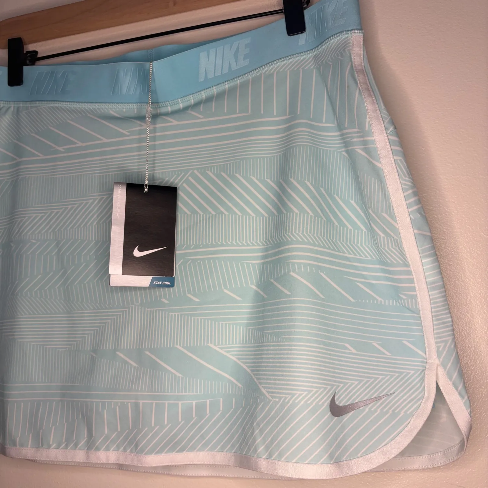Nike Golf‎ Skort Athletic Skirt Dri-FIT Geometric Print Light Blue White L - Image 2