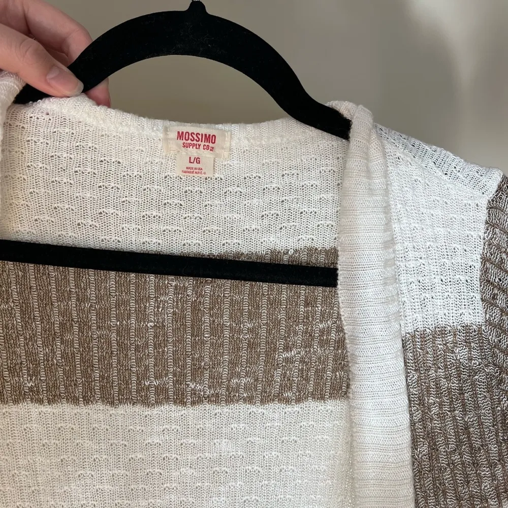 Mossimo Supply Co Brown and White Cardigan Size L - Image 3