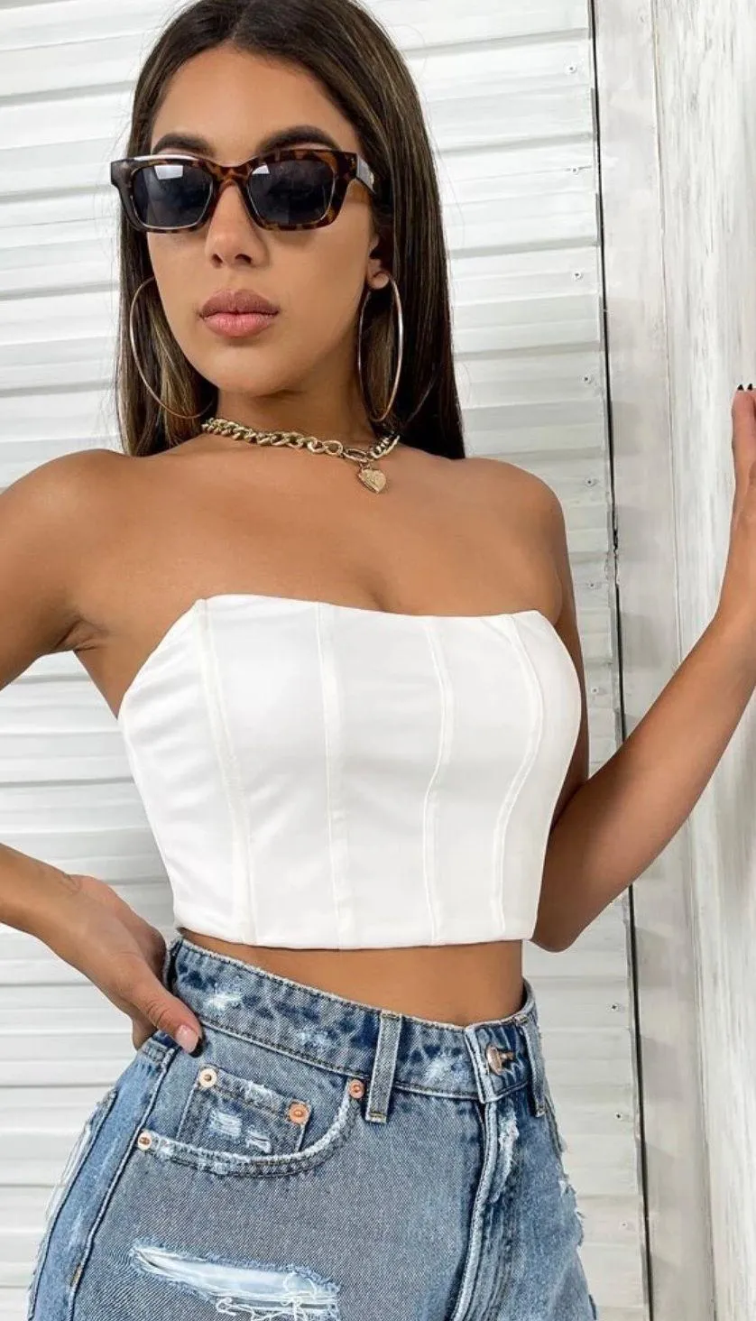 Solid Crop Tube Top White - Image 5