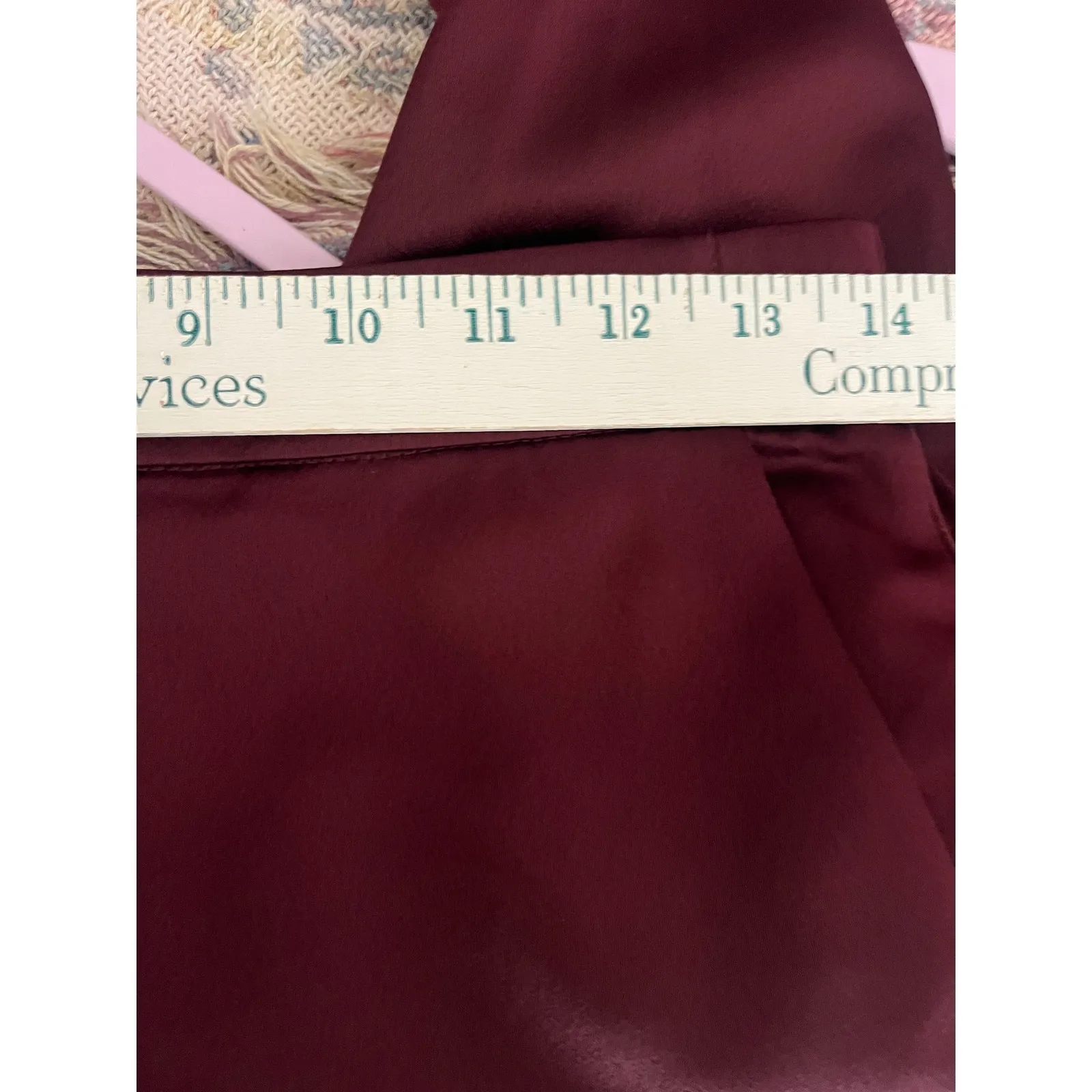 Burgundy Cropped Joggers Slit Hem Business Casual Modern Career Pants - Image 12