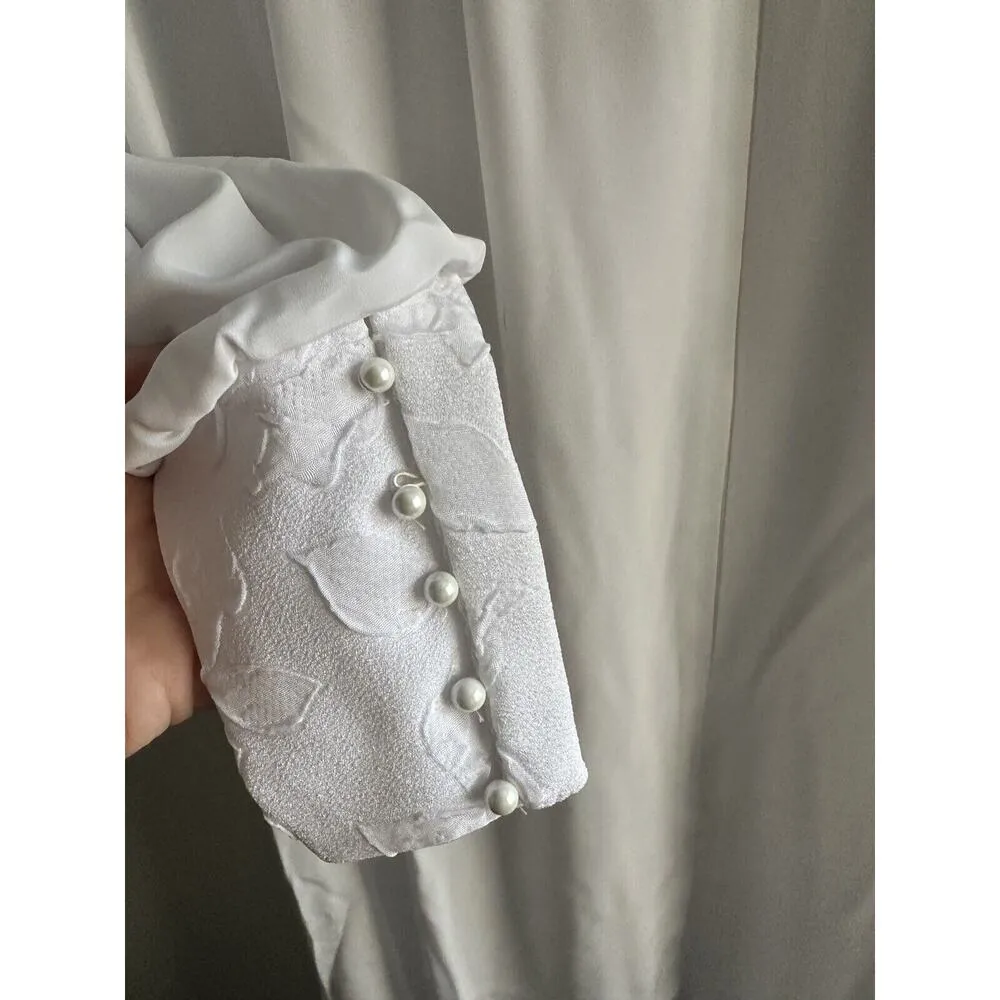 Le Voys Size xs Vintage White Long CHiffon Robe Peignoir Lingerie Nightgown - Image 5