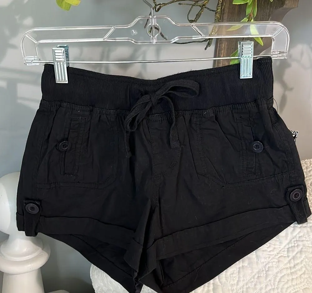 Almost Famous Shorts Black Elastic Waist Womens S Flirty Cotton - Image 3