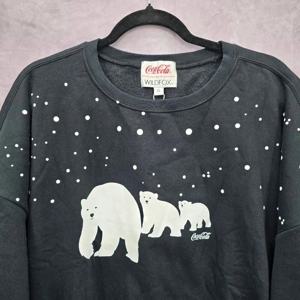 Wildfox × Coco-Cola Bears Fifi Jet Black Sweater Pullover XL - Image 6