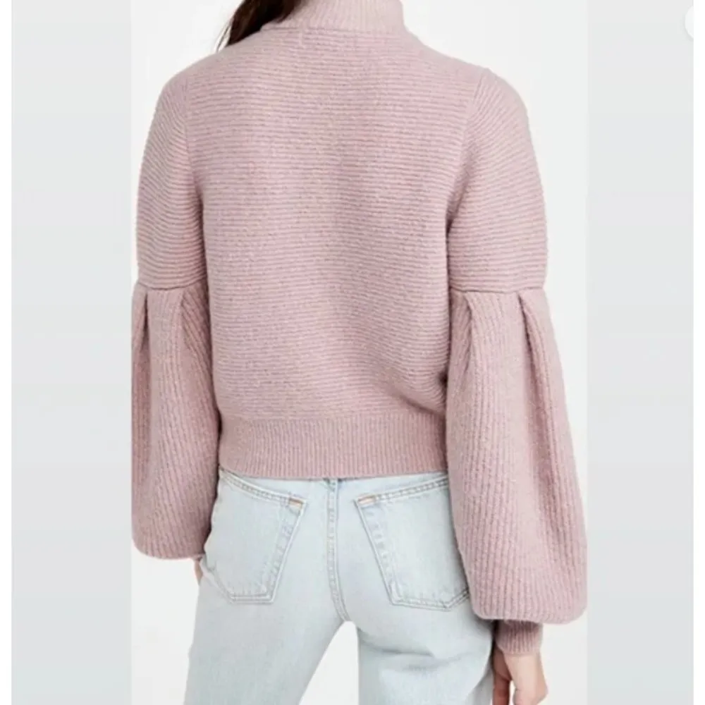 Blank NYC Prelude to a Kiss Pink Metallic Balloon Sleeve Sweater Size Large - Image 3