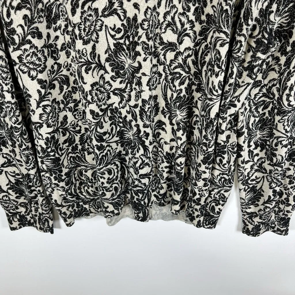 Talbots‎ Womens Black Gold Shimmer Long Sleeve Round Neck Blend Cardigan XL - Image 8