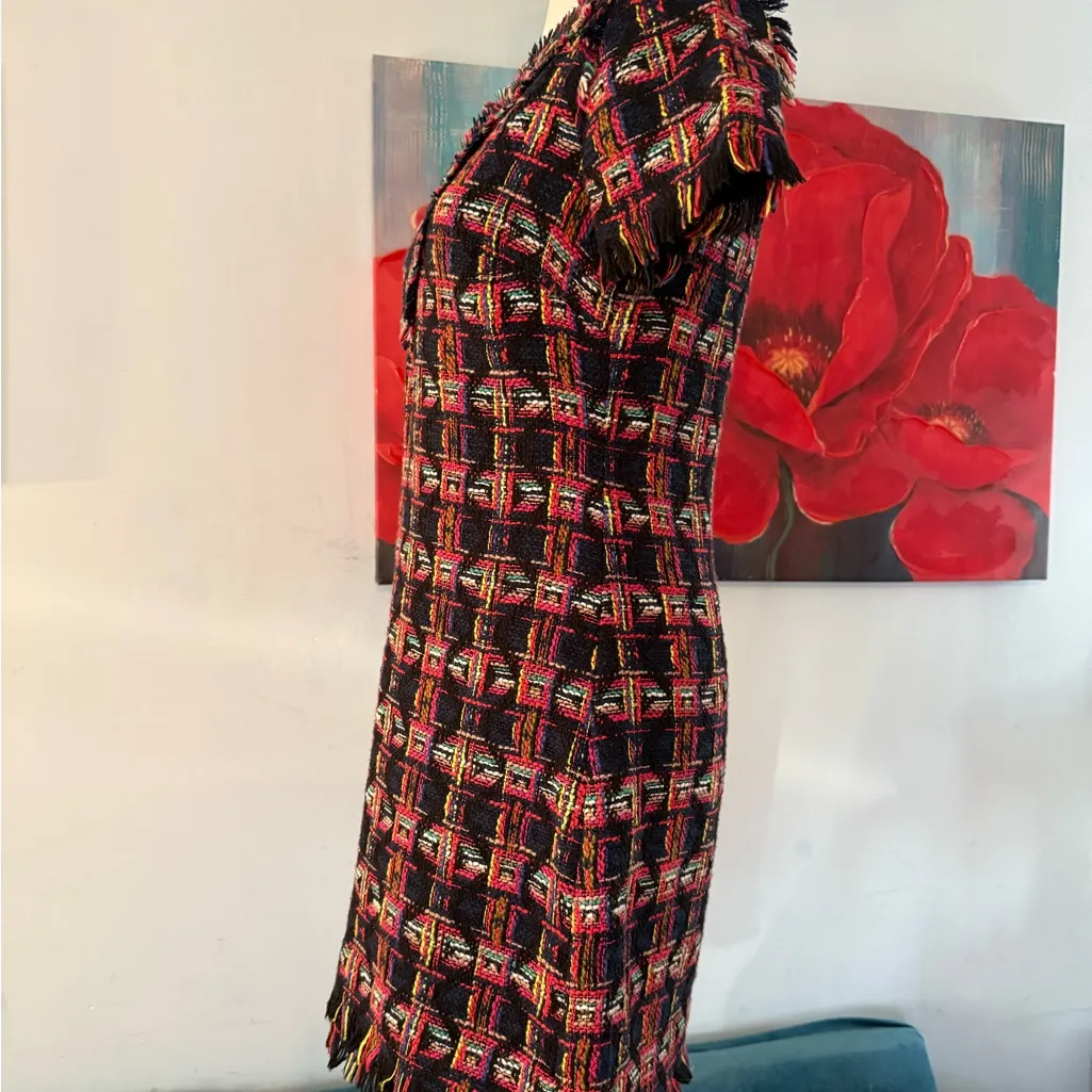 Trina Turk Leann Tweed Fringe Dress Women’s Size 0 XS Lined EUC - Image 5