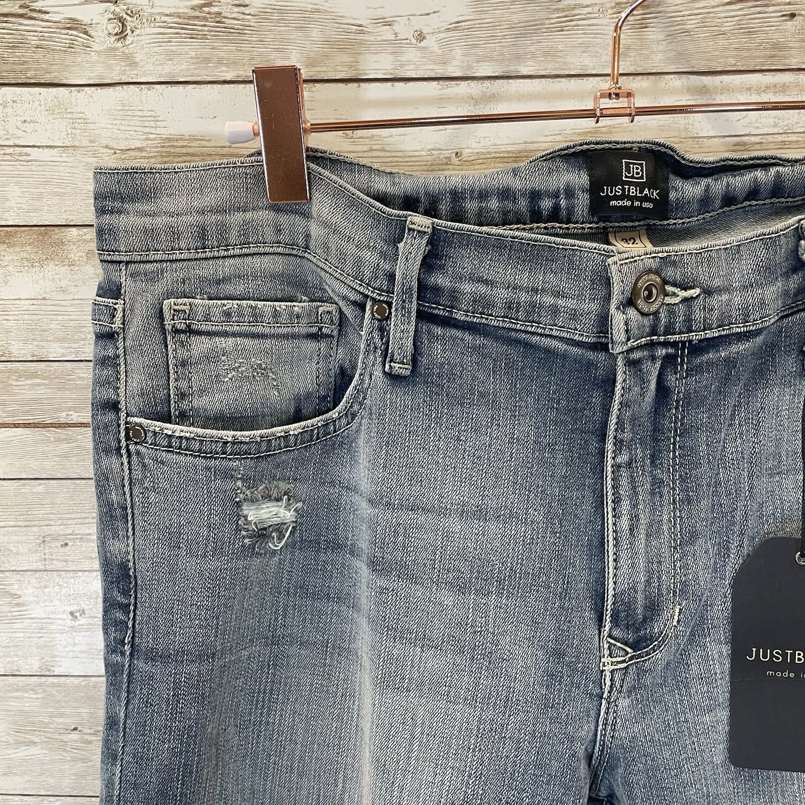 Just Black Womens 32 Jeans Riley Distressed Skinny Crop NWT Light Washed USA - Image 10