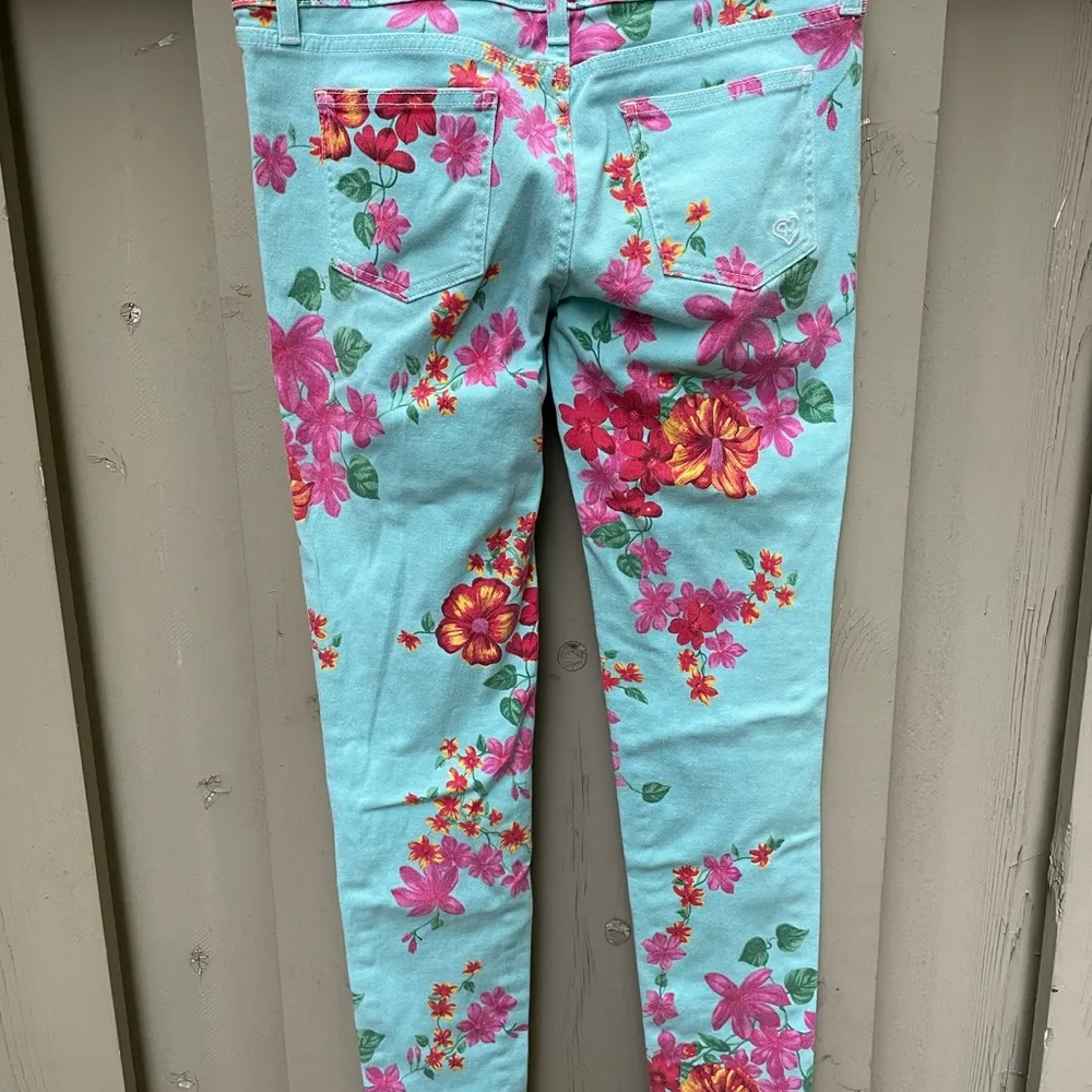 Carmar Aqua Floral Stretch Lowrise Jeans Size 29 Blue - Image 2