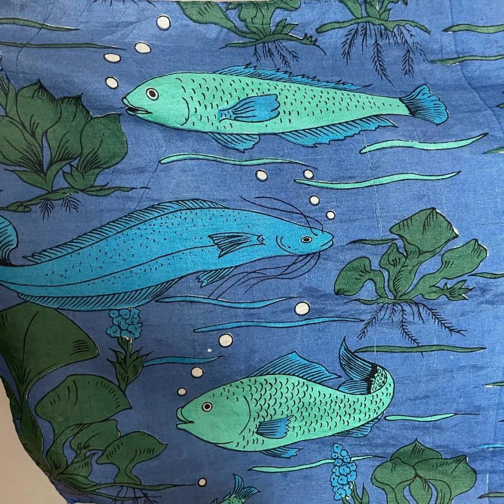 Fish Scarf Rectangular Long Blue Green Eclectic Artsy Nature Scene Water Women - Image 8